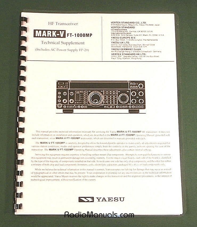 Yaesu FT-1000MP MK V Technical Manual - Click Image to Close